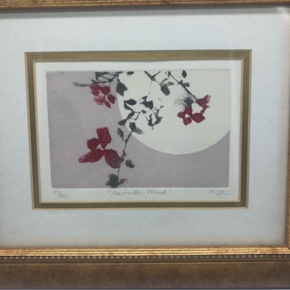 Vintage Asian Themed Framed, Signed, Numbered Print “Lavender Mood” - Picture 2 of 10